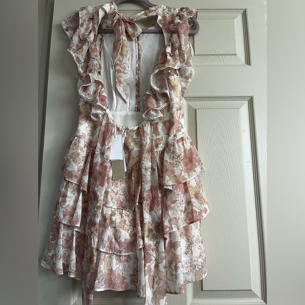 Ever New Conscious Floral Print Ruffle Trim Mini Dress Women’s Size 4 - Picture 7 of 16